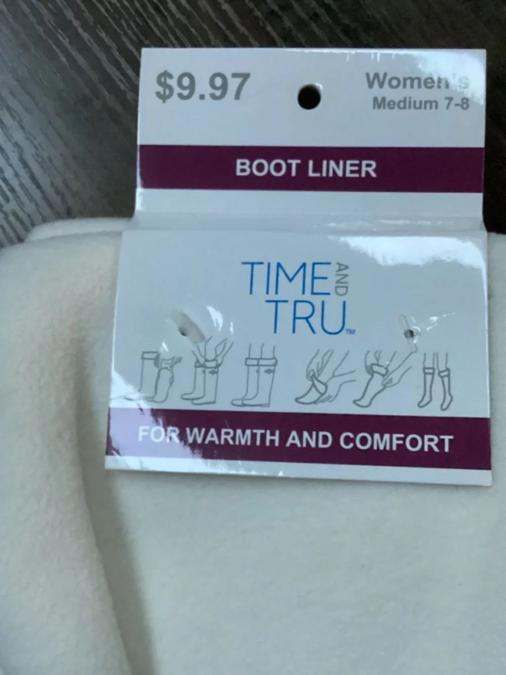 Time and Tru Women’s Boot Liner New With Tag Size M 7-8